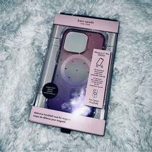 NWT Kate Spade iPhone 6.1’’ 13 pro translucent pink and purple with rhinestones